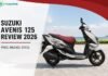 Suzuki Avenis 125 Review 2026 – Price, Mileage, Top Speed, Specs, Features & Performance Suzuki Avenis 125 2026 model side profile